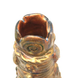 Iridescent Gold Coil Built Pottery Vase with Many Faces