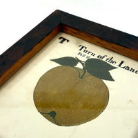 Turn of the Lane, Wonderful Earlyish 19th Century Oil on Paper Apple with Perfect Inked Lettering