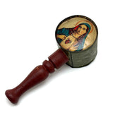 Unusual and Excellent Old Tin Jesus and Mary Rattle