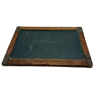 Very Beautiful Early Walnut Slate with Carved Monograms, All Corners Mended, Worn Super Smooth