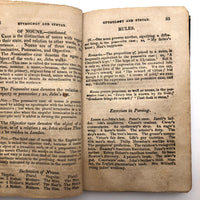 Rachel B. Walton's 1826 Grammar Book with Inscribed Plate and Two Handmade Rewards of Merit