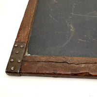 Very Beautiful Early Walnut Slate with Carved Monograms, All Corners Mended, Worn Super Smooth
