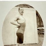 Muscle Man, Coq Pose, Excellent Antique RPPC