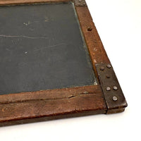 Very Beautiful Early Walnut Slate with Carved Monograms, All Corners Mended, Worn Super Smooth