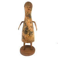 SOLD Folk Art Gourd Person with Great Carved Face and Twig Arms and Legs!