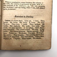 Rachel B. Walton's 1826 Grammar Book with Inscribed Plate and Two Handmade Rewards of Merit
