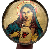 Unusual and Excellent Old Tin Jesus and Mary Rattle