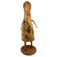 SOLD Folk Art Gourd Person with Great Carved Face and Twig Arms and Legs!