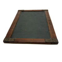 Very Beautiful Early Walnut Slate with Carved Monograms, All Corners Mended, Worn Super Smooth