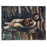 Mid-Late 20th Century Large Signed Reclining Nude, Ink and Watercolor