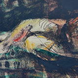Mid-Late 20th Century Large Signed Reclining Nude, Ink and Watercolor