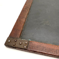 Very Beautiful Early Walnut Slate with Carved Monograms, All Corners Mended, Worn Super Smooth