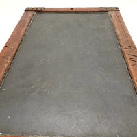 Very Beautiful Early Walnut Slate with Carved Monograms, All Corners Mended, Worn Super Smooth