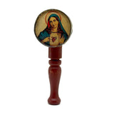 Unusual and Excellent Old Tin Jesus and Mary Rattle