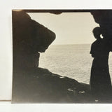In Silhouette, Distant Sailboat, Stunning Antique Photo