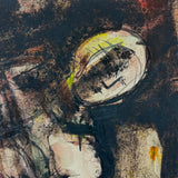 Mid-Late 20th Century Large Signed Reclining Nude, Ink and Watercolor