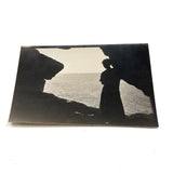 In Silhouette, Distant Sailboat, Stunning Antique Photo