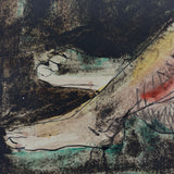 Mid-Late 20th Century Large Signed Reclining Nude, Ink and Watercolor