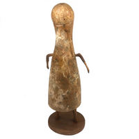 SOLD Folk Art Gourd Person with Great Carved Face and Twig Arms and Legs!