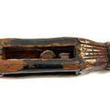 Fancy 19th Century Carved Double Ball in Cage Whimsy (Presumed Weaving Shuttle) in Original Polychrome #2