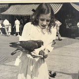 Anxious Girl in Stripes with Pigeons in Atlantic City, Wonderful (and highly relatable) 1948 Photo