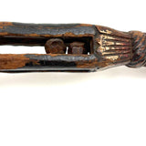 Fancy 19th Century Carved Double Ball in Cage Whimsy (Presumed Weaving Shuttle) in Original Polychrome #2