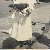 Anxious Girl in Stripes with Pigeons in Atlantic City, Wonderful (and highly relatable) 1948 Photo
