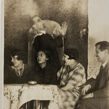 Heads Turned, Praying Hands, Hanging Portrait, Wonderfully Evocative Antique Double Exposure Mini RPPC