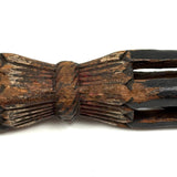 Fancy 19th Century Carved Double Ball in Cage Whimsy (Presumed Weaving Shuttle) in Original Polychrome #2