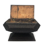 Elegant Antique Tramp Art Pedestal Box, Albany NY, with Ghostly Photos Inside, as Found