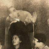 Heads Turned, Praying Hands, Hanging Portrait, Wonderfully Evocative Antique Double Exposure Mini RPPC