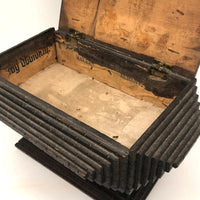 Elegant Antique Tramp Art Pedestal Box, Albany NY, with Ghostly Photos Inside, as Found
