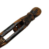 Fancy 19th Century Carved Double Ball in Cage Whimsy (Presumed Weaving Shuttle) in Original Polychrome #2