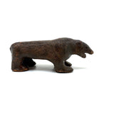 Old Folk Art Sewer Tile Bear with Flat Back, Wrapped Tail, and Cypher