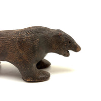 Old Folk Art Sewer Tile Bear with Flat Back, Wrapped Tail, and Cypher