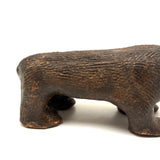 Old Folk Art Sewer Tile Bear with Flat Back, Wrapped Tail, and Cypher
