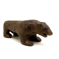 Old Folk Art Sewer Tile Bear with Flat Back, Wrapped Tail, and Cypher