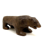 Old Folk Art Sewer Tile Bear with Flat Back, Wrapped Tail, and Cypher