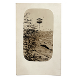 Watchtower with American Flag, Poignant Old Real Photo Postcard
