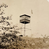 Watchtower with American Flag, Poignant Old Real Photo Postcard