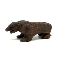 Old Folk Art Sewer Tile Bear with Flat Back, Wrapped Tail, and Cypher