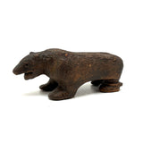 Old Folk Art Sewer Tile Bear with Flat Back, Wrapped Tail, and Cypher