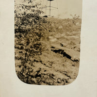 Watchtower with American Flag, Poignant Old Real Photo Postcard
