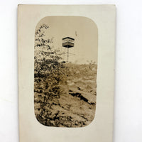 Watchtower with American Flag, Poignant Old Real Photo Postcard
