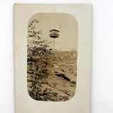 Watchtower with American Flag, Poignant Old Real Photo Postcard