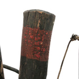 Wonderful Antique Folk Art Boat with Spool Winder in Green and Red Paint