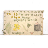 To Edith With Love From Maud, Charming Old Hand-Drawn and Embroidered Postcard