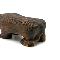 Old Folk Art Sewer Tile Bear with Flat Back, Wrapped Tail, and Cypher