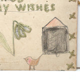 To Edith With Love From Maud, Charming Old Hand-Drawn and Embroidered Postcard