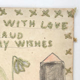 To Edith With Love From Maud, Charming Old Hand-Drawn and Embroidered Postcard